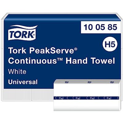 Tork PeakServe Endlos-Papierhandtücher Weiß H5, Universal-Qualität, komprimiert, 12 × 410 Tücher, 100585, Mittel Tork PeakServe Endlos-Papierhandtücher Weiß H5, Universal-Qualität, komprimiert, 12 × 410 Tücher, 100585, Mittel