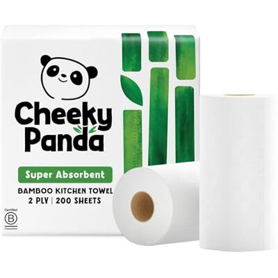 Panda Küchenrolle Bambus 200 Blatt 2-Lagig Papierhandtücher 2 Rollen Super Saugfähig und Nachhaltig Panda Küchenrolle Bambus 200 Blatt 2-Lagig Papierhandtücher 2 Rollen Super Saugfähig und Nachhaltig