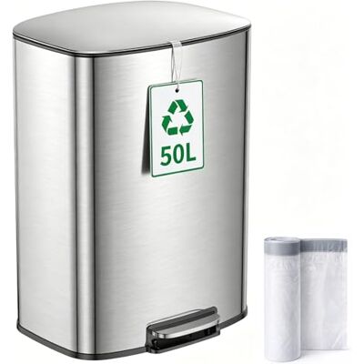 YEAUPE PRO Mülleimer Küche Edelstahl, Treteimer mit Fußpedal, Mülleimer mit Inneneimer, Abfalleimer Soft Close Deckel,Küchenabfalleimer für Mülltrennung inkl.15 Müllbeutel (50L Silber) YEAUPE PRO Mülleimer Küche Edelstahl, Treteimer mit Fußpedal, Mülleimer mit Inneneimer, Abfalleimer Soft Close Deckel,Küchenabfalleimer für Mülltrennung inkl.15 Müllbeutel (50L Silber)
