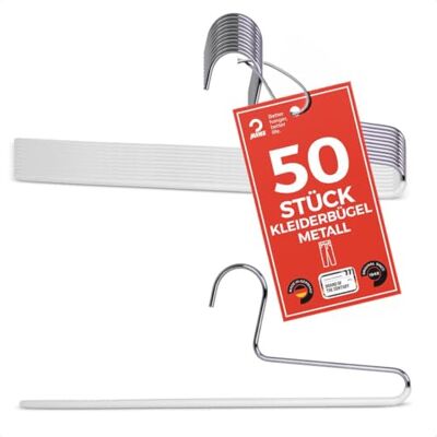 MAWA Hosenbügel, Set mit 50 platzsparenden Kleiderbügel, ideal für Jeans, Stoffhosen und Anzughosen, mit antirutschbeschichtetem Steg, 35 cm, weiß MAWA Hosenbügel, Set mit 50 platzsparenden Kleiderbügel, ideal für Jeans, Stoffhosen und Anzughosen, mit antirutschbeschichtetem Steg, 35 cm, weiß