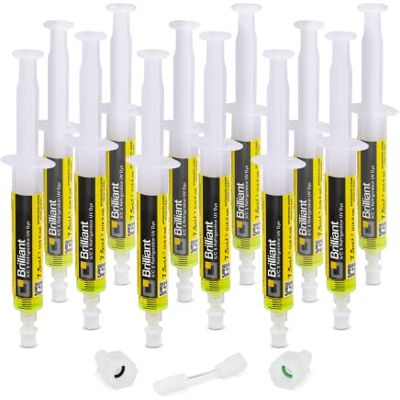 ERRECOM Brilliant 12 x 7,5 ml, UV-Fluoreszenz-Tracer zum Aufspüren von Kältemittellecks in Autoklimaanlagen, inklusive 1/4 SAE-und 5/16 SAE-Adapter (für R410a, R32) ERRECOM Brilliant 12 x 7,5 ml, UV-Fluoreszenz-Tracer zum Aufspüren von Kältemittellecks in Autoklimaanlagen, inklusive 1/4 SAE-und 5/16 SAE-Adapter (für R410a, R32)
