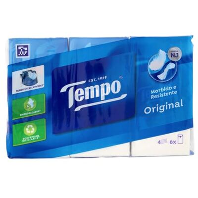 Tempo 6 x 9-lagige Papiertaschentücher Tempo 6 x 9-lagige Papiertaschentücher