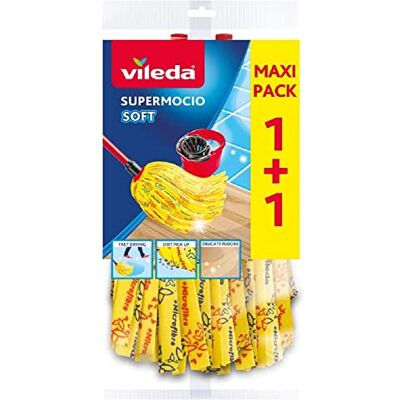 Vileda SuperMocio Soft Wischmopp Ersatzkopf, Moppkopf aus 30% Mikrofasern, effizient gegen fetthaltigen Schmutz und Flecken, 2er Vorteilspack Vileda SuperMocio Soft Wischmopp Ersatzkopf, Moppkopf aus 30% Mikrofasern, effizient gegen fetthaltigen Schmutz und Flecken, 2er Vorteilspack