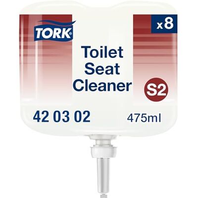 Tork Toilettensitzreiniger, 420302, WC-Brillen Reiniger für zusätzliche Hygiene, für S2 Spender-Systeme, Premium-Qualität, 8 x 475 ml Tork Toilettensitzreiniger, 420302, WC-Brillen Reiniger für zusätzliche Hygiene, für S2 Spender-Systeme, Premium-Qualität, 8 x 475 ml
