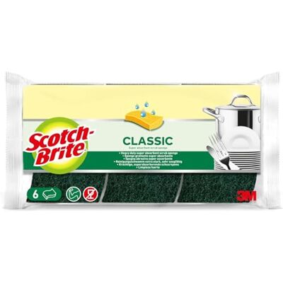Scotch-Brite Classic Naturfaser-Reinigungsschwamm, 6 Stück pro Packung Allzweck-Schwamm für Küche und Haushalt, auch geeignet für antihaftbeschichtetes Kochgeschirr und Glas Scotch-Brite Classic Naturfaser-Reinigungsschwamm, 6 Stück pro Packung Allzweck-Schwamm für Küche und Haushalt, auch geeignet für antihaftbeschichtetes Kochgeschirr und Glas