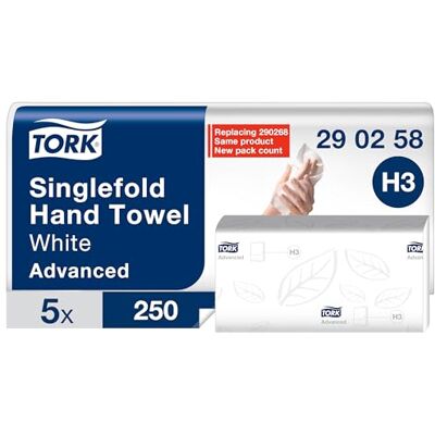 Tork Zickzack Papierhandtücher Advanced H3, 2-lagig, 1250 290258 weich und reißfest, weiß, Papiertücher Tork Zickzack Papierhandtücher Advanced H3, 2-lagig, 1250 290258 weich und reißfest, weiß, Papiertücher