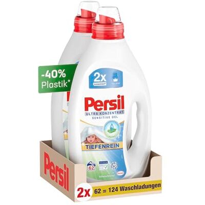 Persil Flüssigwaschmittel Sensitive (124 Waschladungen) hochkonzentriertes Ultra-Konzentrat Waschmittel-Gel mit Ultra Fleckenentfernung mit Tiefenrein-Plus Technologie Persil Flüssigwaschmittel Sensitive (124 Waschladungen) hochkonzentriertes Ultra-Konzentrat Waschmittel-Gel mit Ultra Fleckenentfernung mit Tiefenrein-Plus Technologie