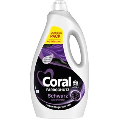 Coral Farbschutz Schwarz Waschmittel Flüssigwaschmittel für Farben länger wie neu 40 WL Coral Farbschutz Schwarz Waschmittel Flüssigwaschmittel für Farben länger wie neu 40 WL