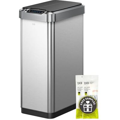 EKO Phantom-T Mülleimer mit vertikalem Bewegungssensor, 50 l, gebürstetes Edelstahl-Finish EKO Phantom-T Mülleimer mit vertikalem Bewegungssensor, 50 l, gebürstetes Edelstahl-Finish