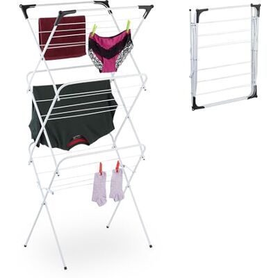 Relaxdays Wäscheständer, klappbar, 18 Stangen, 136x62x51 cm, innen, Metall, platzsparender Turmwäscheständer, weiß Relaxdays Wäscheständer, klappbar, 18 Stangen, 136x62x51 cm, innen, Metall, platzsparender Turmwäscheständer, weiß