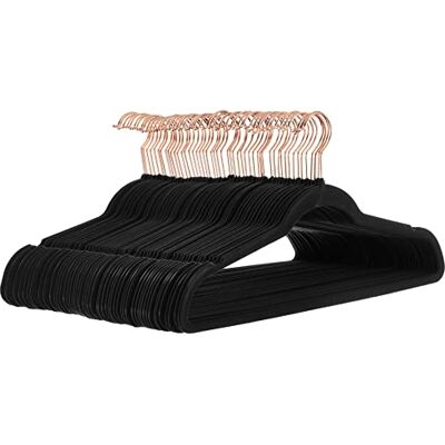 Amazon Basics Kleiderbügel für Anzüge, beflockt, Schwarz/goldfarben, 50er-Pack Amazon Basics Kleiderbügel für Anzüge, beflockt, Schwarz/goldfarben, 50er-Pack
