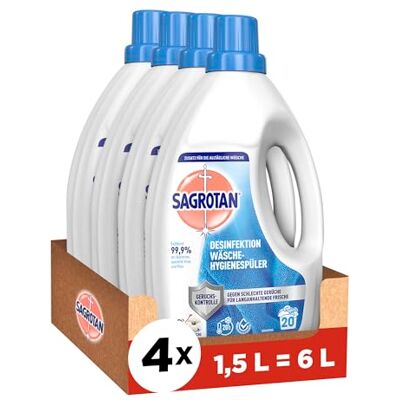 Sagrotan Wäsche-Hygienespüler Himmelsfrische – Desinfektionsspüler für hygienisch saubere und frische Wäsche – 4 x 1,5 l Reiniger im praktischen Vorteilspack Sagrotan Wäsche-Hygienespüler Himmelsfrische – Desinfektionsspüler für hygienisch saubere und frische Wäsche – 4 x 1,5 l Reiniger im praktischen Vorteilspack