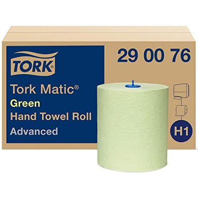 Tork Matic grünes Rollenhandtuch 290076 H1 2-lagig, 6 Rollen x 150 m Advanced Papierhandtücher für Rollenhandtuchspender, saugfähig und reißfest, grün Tork Matic grünes Rollenhandtuch 290076 H1 2-lagig, 6 Rollen x 150 m Advanced Papierhandtücher für Rollenhandtuchspender, saugfähig und reißfest, grün