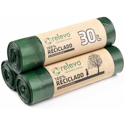 Relevo Grüne Müllbeutel mit Zugband – 30L (B 55 cm x H 60 cm), 45 Beutel (3 Rollen × 15 Beutel) Extra Starke Müllsäcke 100% Recyceltes LDPE aus Gewächshäusern Zertifiziert (Blauer Engel) Relevo Grüne Müllbeutel mit Zugband – 30L (B 55 cm x H 60 cm), 45 Beutel (3 Rollen × 15 Beutel) Extra Starke Müllsäcke 100% Recyceltes LDPE aus Gewächshäusern Zertifiziert (Blauer Engel)