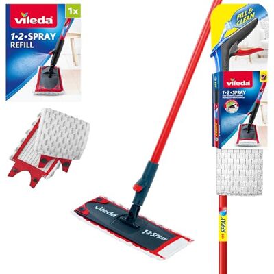 Vileda 1–2 Spray flach Spray Mop Mopp/Nachfüllpack, rot Vileda 1–2 Spray flach Spray Mop Mopp/Nachfüllpack, rot