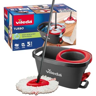 Vileda Turbo Wischmopp-Set mit Fußpedal und Schleudermechanismus Teleskopstiel 65–131 cm Mikrofaser-Moppkopf Tiefenreinigung mit weniger Aufwand Comfort-Pack Vileda Turbo Wischmopp-Set mit Fußpedal und Schleudermechanismus Teleskopstiel 65–131 cm Mikrofaser-Moppkopf Tiefenreinigung mit weniger Aufwand Comfort-Pack