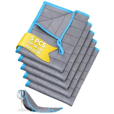 Euqvunn Carbon Mikrofasertücher Set (5 Stück) 400GSM Profi Reinigungstücher Streifenfrei & Fusselfrei, Rautenstruktur gegen Fett Für Glas, Auto, Küche Blau 30x40cm Euqvunn Carbon Mikrofasertücher Set (5 Stück) 400GSM Profi Reinigungstücher Streifenfrei & Fusselfrei, Rautenstruktur gegen Fett Für Glas, Auto, Küche Blau 30x40cm