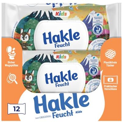 Hakle Feucht Kids Feuchtes Toilettenpapier, 12er-Pack (12 x 42 Blatt), sanfte Feuchttücher mit 99% Wasser für empfindliche Haut, einfacher Feuchtigkeitsverschluss, duftstofffrei Hakle Feucht Kids Feuchtes Toilettenpapier, 12er-Pack (12 x 42 Blatt), sanfte Feuchttücher mit 99% Wasser für empfindliche Haut, einfacher Feuchtigkeitsverschluss, duftstofffrei