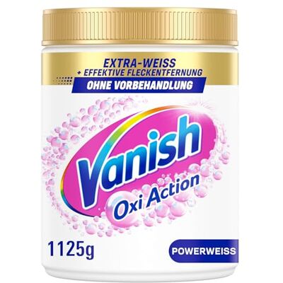 Vanish Oxi Action Powerweiss Fleckenentferner Pulver – 1 x 1,125 kg – entfernt Flecken auch ohne Vorbehandlung, sogar im Kurzprogramm Vanish Oxi Action Powerweiss Fleckenentferner Pulver – 1 x 1,125 kg – entfernt Flecken auch ohne Vorbehandlung, sogar im Kurzprogramm