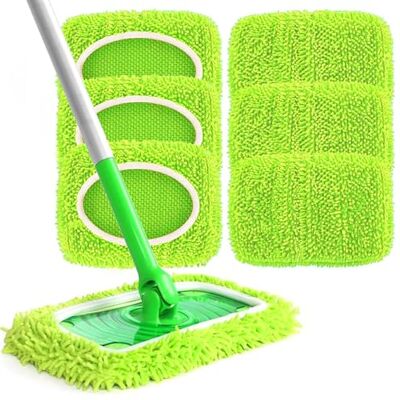 Carehabi 6 Stück für Swiffer Bodentücher Tücher Mikrofaser Set 25,4x11,5cm Wiederverwendbar für Swiffer Sweeper Mop Bodenwischer Nass Trocken Wischmopp Bezug, für die Reinigung von Hartböden, Holzböden Carehabi 6 Stück für Swiffer Bodentücher Tücher Mikrofaser Set 25,4x11,5cm Wiederverwendbar für Swiffer Sweeper Mop Bodenwischer Nass Trocken Wischmopp Bezug, für die Reinigung von Hartböden, Holzböden
