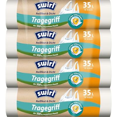 Swirl Reißfest & Dicht Tragegriff Müllbeutel 35L (4 x 15 Beutel), tropfsichere Müllsäcke für den Hausmüll, reißfeste Mülltüten mit praktischem Tragegriff Swirl Reißfest & Dicht Tragegriff Müllbeutel 35L (4 x 15 Beutel), tropfsichere Müllsäcke für den Hausmüll, reißfeste Mülltüten mit praktischem Tragegriff