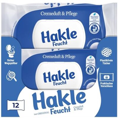 Hakle Feucht Cremeduft & Pflege – 12x42 Blatt, Sanfte Pflege und Gründliche Reinigung für Empfindliche Haut Hakle Feucht Cremeduft & Pflege – 12x42 Blatt, Sanfte Pflege und Gründliche Reinigung für Empfindliche Haut