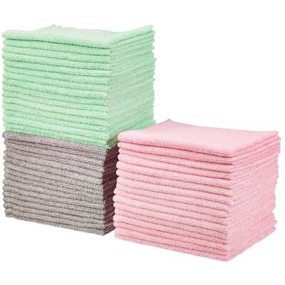 Amazon Basics Mikrofaser-Reinigungstuch, Grün / Grau / Rosa, 48er-Pack Amazon Basics Mikrofaser-Reinigungstuch, Grün / Grau / Rosa, 48er-Pack