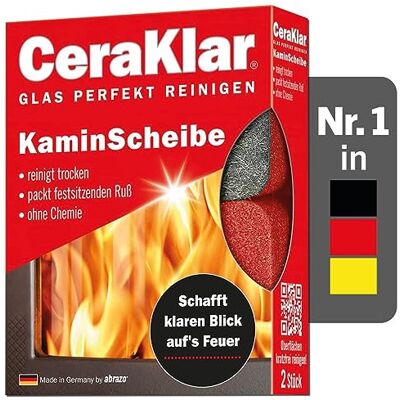 abrazo CeraKlar KaminScheibe 2 Kaminscheibenreiniger für kratzfreie Kamin Scheibenreinigung ohne Chemie, Kaminglasreiniger, Kaminreiniger Scheibe abrazo CeraKlar KaminScheibe 2 Kaminscheibenreiniger für kratzfreie Kamin Scheibenreinigung ohne Chemie, Kaminglasreiniger, Kaminreiniger Scheibe