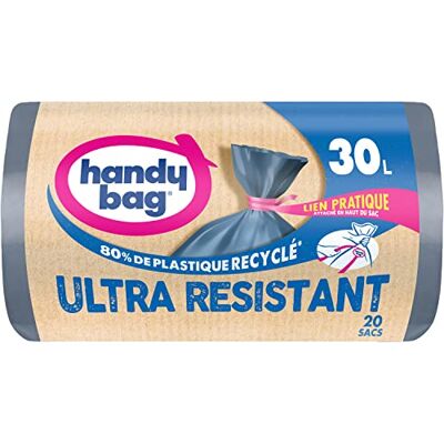 Handy Bag Praktische Müllbeutel mit extra starken 30 l x 20 Beuteln – auslaufsicherer Boden – maximale Abdichtung – praktisches Band oben am Beutel befestigt – 100% recycelter Kunststoff Handy Bag Praktische Müllbeutel mit extra starken 30 l x 20 Beuteln – auslaufsicherer Boden – maximale Abdichtung – praktisches Band oben am Beutel befestigt – 100% recycelter Kunststoff