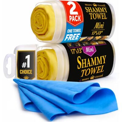 Mighty Cleaner Hochwertiges Chamois-Tuch für Auto, 2er-Packung, Mini-Auto-Fensterleder (43,2 x 33 cm), Zwei Röhren, EIN extra Fensterleder-Handtuch Mighty Cleaner Hochwertiges Chamois-Tuch für Auto, 2er-Packung, Mini-Auto-Fensterleder (43,2 x 33 cm), Zwei Röhren, EIN extra Fensterleder-Handtuch