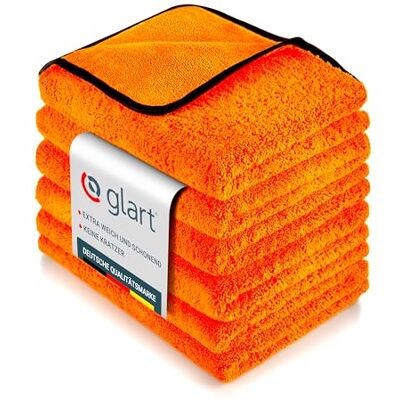 Glart 44WG6 Auto Trockentuch XXL 90x60cm 6er Set, Kfz Mikrofaser Poliertuch Orange, Großes Saug und Reinigungstuch für PKW, Motorrad, Boot, Haushalt, weich, lackschonend, fusselfrei, maschinenfest Glart 44WG6 Auto Trockentuch XXL 90x60cm 6er Set, Kfz Mikrofaser Poliertuch Orange, Großes Saug und Reinigungstuch für PKW, Motorrad, Boot, Haushalt, weich, lackschonend, fusselfrei, maschinenfest