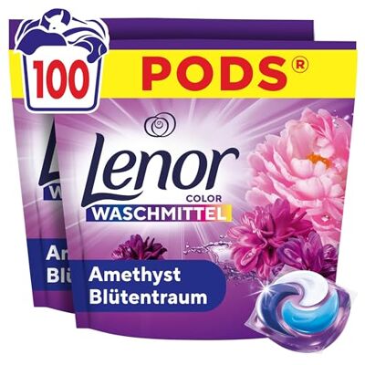 Lenor Pods Color Waschkapseln Waschmittel 100 Waschladungen, Amethyst Blütentraum, Lang Anhaltende Frische Und Extra Geruchsabwehr Lenor Pods Color Waschkapseln Waschmittel 100 Waschladungen, Amethyst Blütentraum, Lang Anhaltende Frische Und Extra Geruchsabwehr