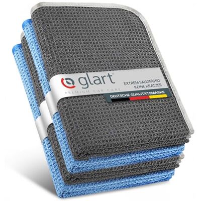 Glart H47TB Mikrofasertücher 4er Set – 70x40 cm Waffeltücher für Küche, Glas & Bad – saugstark & fusselfrei – 390 GSM, blau/grau Glart H47TB Mikrofasertücher 4er Set – 70x40 cm Waffeltücher für Küche, Glas & Bad – saugstark & fusselfrei – 390 GSM, blau/grau
