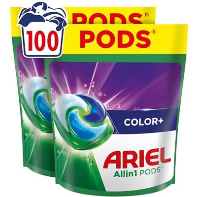 Ariel Waschmittel Pods All-in-1, Flüssigwaschmittelkapseln 100 Wäschen, Color+, Fleck-Weg-Power ab der 1. Wäsche, selbst in kaltem Wasser Ariel Waschmittel Pods All-in-1, Flüssigwaschmittelkapseln 100 Wäschen, Color+, Fleck-Weg-Power ab der 1. Wäsche, selbst in kaltem Wasser