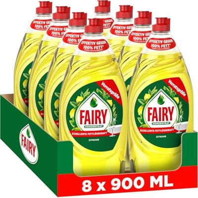 Fairy Ultra Konzentrat Zitrone Handgeschirrspülmittel 8x900ml mit effektiver Formel für sauberes Geschirr, beeindruckende Fettlösekraft Fairy Ultra Konzentrat Zitrone Handgeschirrspülmittel 8x900ml mit effektiver Formel für sauberes Geschirr, beeindruckende Fettlösekraft