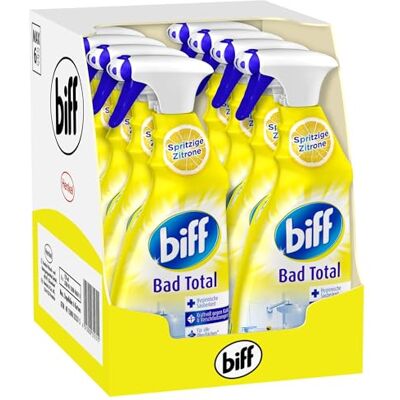 Biff Bad Total Spritzige Zitrone, Badreiniger, 8 x 750 ml, Sprühflasche, für alle Oberflächen und hygienische Sauberkeit Biff Bad Total Spritzige Zitrone, Badreiniger, 8 x 750 ml, Sprühflasche, für alle Oberflächen und hygienische Sauberkeit