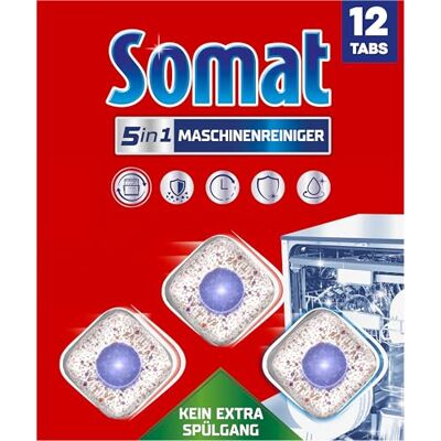 Somat 5in1 Maschinenreiniger (12 Spülgänge), Anti-Kalk Spülmaschinenreiniger für monatlichen Gebrauch, Reinigungs-Tabs für die Spülmaschine für längere Lebensdauer, ohne extra Spülgang Somat 5in1 Maschinenreiniger (12 Spülgänge), Anti-Kalk Spülmaschinenreiniger für monatlichen Gebrauch, Reinigungs-Tabs für die Spülmaschine für längere Lebensdauer, ohne extra Spülgang