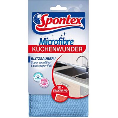 Spontex Microfibre Küchenwunder, 3D Mikrofaser-Pad mit Schwammkern, ideal für alle Küchenoberflächen, effizient gegen Schmutz und Fettrückstände, 1 Stück Spontex Microfibre Küchenwunder, 3D Mikrofaser-Pad mit Schwammkern, ideal für alle Küchenoberflächen, effizient gegen Schmutz und Fettrückstände, 1 Stück