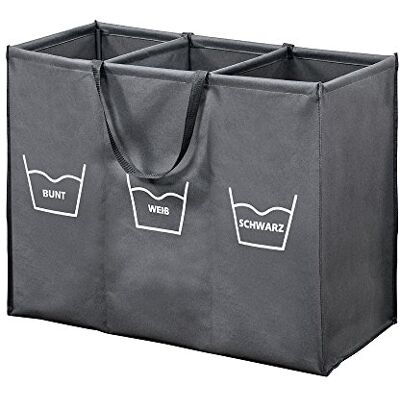 Kesper Wäschesortierer mit 3er Einteilung und Trageschlaufen, Material: Polyester, Farbe: Grau 89170 Kesper Wäschesortierer mit 3er Einteilung und Trageschlaufen, Material: Polyester, Farbe: Grau 89170