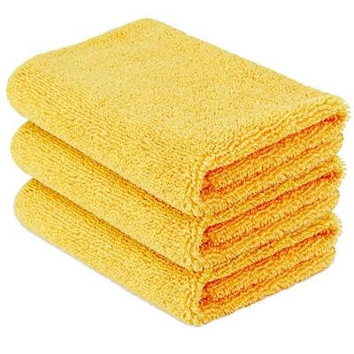 Amazon Basics Mikrofasertücher für Autos, doppelseitiges Reinigungstuch, 3 Stück, 40 x 40 cm, Gelb Amazon Basics Mikrofasertücher für Autos, doppelseitiges Reinigungstuch, 3 Stück, 40 x 40 cm, Gelb