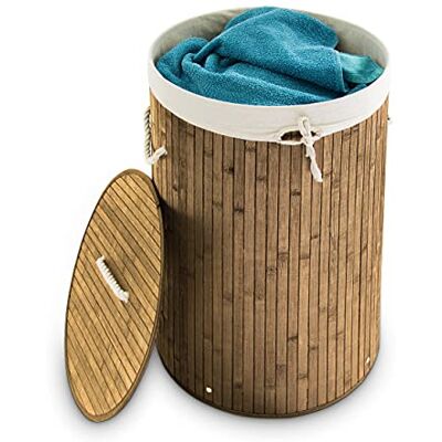 Relaxdays Wäschekorb Bambus, faltbare Wäschetonne mit Deckel, Volumen 70 l, Wäschesack Baumwolle, rund Ø 41 cm, natur Relaxdays Wäschekorb Bambus, faltbare Wäschetonne mit Deckel, Volumen 70 l, Wäschesack Baumwolle, rund Ø 41 cm, natur