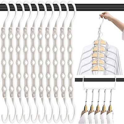 DUCOO Platzsparende Kleiderbügel, 10 magische Kleiderbügel, 5 Löcher, Stabiler Kunststoff-Kleiderbügel, Kleider-Organizer, Schrank-Organizer und Aufbewahrung, Organisation, Studentenwohnheim (weiß) DUCOO Platzsparende Kleiderbügel, 10 magische Kleiderbügel, 5 Löcher, Stabiler Kunststoff-Kleiderbügel, Kleider-Organizer, Schrank-Organizer und Aufbewahrung, Organisation, Studentenwohnheim (weiß)