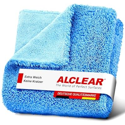 ALCLEAR 820203UB Mikrofasertuch blau, 2-seitiges Auto-Poliertuch 40×40 cm für Auto & Haushalt, fusselfrei, weich & waschbar, für Lack, Glas, Kunststoff & Innenraum, Designed in Germany ALCLEAR 820203UB Mikrofasertuch blau, 2-seitiges Auto-Poliertuch 40×40 cm für Auto & Haushalt, fusselfrei, weich & waschbar, für Lack, Glas, Kunststoff & Innenraum, Designed in Germany