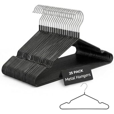 Rainberg 25 Stück Premium gummierte Metall-Kleiderbügel, robust, platzsparend, Organizer, Kleiderbügel für Kleiderschränke, Kleiderstange, dünn und rutschfest, Schwarz (25 Stück) Rainberg 25 Stück Premium gummierte Metall-Kleiderbügel, robust, platzsparend, Organizer, Kleiderbügel für Kleiderschränke, Kleiderstange, dünn und rutschfest, Schwarz (25 Stück)