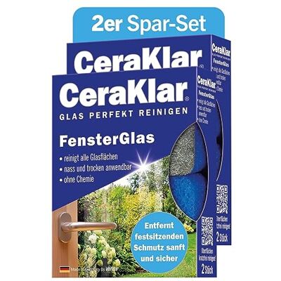 abrazo CeraKlar FensterGlas 4 Glasreiniger, 2x2 Stk. Scheibenreiniger f. kratzfreie, gründl. Scheibenreinigung, Glasreiniger Fenster & Echtglas abrazo CeraKlar FensterGlas 4 Glasreiniger, 2x2 Stk. Scheibenreiniger f. kratzfreie, gründl. Scheibenreinigung, Glasreiniger Fenster & Echtglas