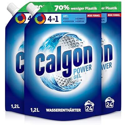 Calgon 4-in-1 Power Gel – Waschmachinen-Entkalker gegen Geruch, Schmutz und Korrosion – Schützender Wasserenthärter für die Waschmaschine – 3 x 1,2 l Calgon 4-in-1 Power Gel – Waschmachinen-Entkalker gegen Geruch, Schmutz und Korrosion – Schützender Wasserenthärter für die Waschmaschine – 3 x 1,2 l