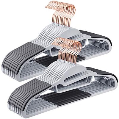 SONGMICS Kleiderbügel 30er Set, Anzugbügel aus Kunststoff, hochwertig, Anti-Rutsch-Design, platzsparend, 0,5 cm dick, Haken in Roségold, um 360° drehbar, 41,5 cm breit, hellgrau-dunkelgrau CRP43G30 SONGMICS Kleiderbügel 30er Set, Anzugbügel aus Kunststoff, hochwertig, Anti-Rutsch-Design, platzsparend, 0,5 cm dick, Haken in Roségold, um 360° drehbar, 41,5 cm breit, hellgrau-dunkelgrau CRP43G30