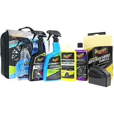 Meguiars Deluxe Autopflege-Set - Auto Pflege, Wachs, Reiniger, Mikrofasertücher, Reifen Gel, Glasreiniger Meguiars Deluxe Autopflege-Set - Auto Pflege, Wachs, Reiniger, Mikrofasertücher, Reifen Gel, Glasreiniger