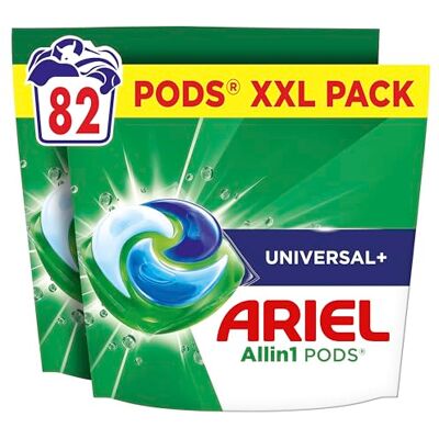 Ariel Allin1 PODS, Flüssigwaschmittelkapseln 82 Wäschen, Universal+, Fleck-Weg-Power ab der 1. Wäsche, selbst in kaltem Wasser Ariel Allin1 PODS, Flüssigwaschmittelkapseln 82 Wäschen, Universal+, Fleck-Weg-Power ab der 1. Wäsche, selbst in kaltem Wasser