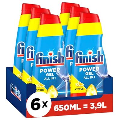 Finish Power Gel Citrus – Flüssiges Geschirrspülmittel für die Spülmaschine – 6 x 650 ml Finish Power Gel Citrus – Flüssiges Geschirrspülmittel für die Spülmaschine – 6 x 650 ml